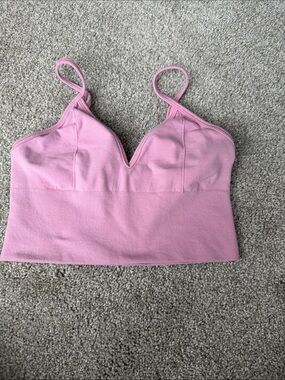 ALO Yoga Pink Seamless V-Neck Longline Sports Bra
